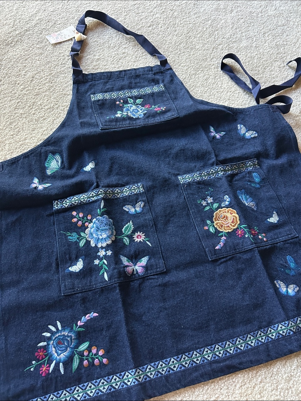 Johnny Was Taymia Embroidered Denim Apron - Picture 13 of 14